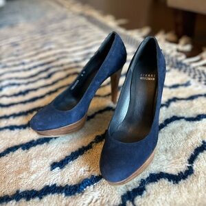 Stuart Weitzman Blue Suede Heels Elegant Pumps